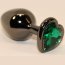 Черная коническая анальная пробка с зеленым кристаллом-сердечком - 8 см.  Цена 2 651 руб. - Черная коническая анальная пробка с зеленым кристаллом-сердечком - 8 см.