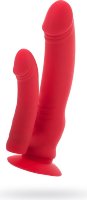 Красный вибратор для двойного проникновения - 19,5 см.