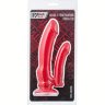 Красный вибратор для двойного проникновения - 19,5 см.