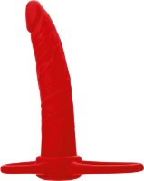 Красная насадка на пенис для двойного проникновения Black Red - 16,5 см.