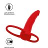 Красная насадка на пенис для двойного проникновения Black Red - 16,5 см.