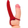 Красная насадка на пенис для двойного проникновения Black Red - 16,5 см.