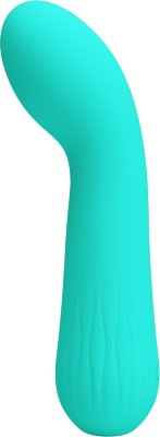 Бирюзовый изогнутый вибратор Faun - 15 см. Длина: 15 см. Диаметр: 3.5 см. Аккуратный вибратор небольшого размера идеально подойдет для стимуляции точки Джи благодаря своей форме. Изготовлен из нежнейшего мягкого силикона, бархатистого на ощупь. Игрушка очень гибкая, может изогнуться в любом удобном для Вас направлении. Имеет 12 режимов вибрации, которые регулируются кнопкой в основании игрушки. Страна: Китай. Материал: силикон. Батарейки: встроенный аккумулятор.