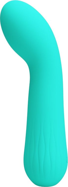 Бирюзовый изогнутый вибратор Faun - 15 см.