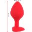 Красная силиконовая анальная пробка с черным стразом-сердечком - 7,9 см.  Цена 2 100 руб. - Красная силиконовая анальная пробка с черным стразом-сердечком - 7,9 см.