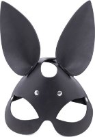 Черная гладкая маска Зайка с длинными ушками