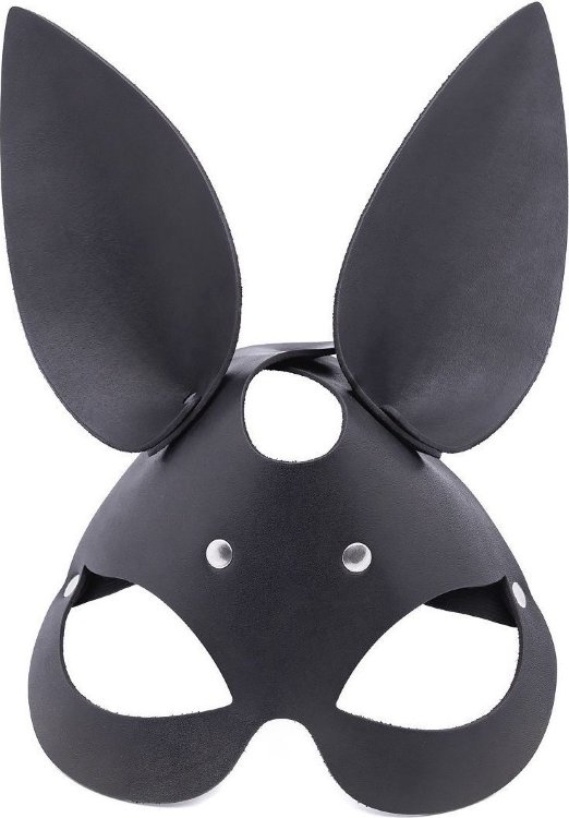 Черная гладкая маска Зайка с длинными ушками