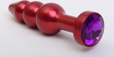Красная анальная ёлочка с фиолетовым кристаллом - 11,2 см.  Цена 2 484 руб. Длина: 11.2 см. Диаметр: 2.9 см. Анальная пробка ярко красного цвета с ярким кристаллом внесет разнообразие в вашу интимную жизнь. Обладает сглаженной рельефной формой, что позволяет обеспечить легкое введение и вызывает дополнительные пикантные ощущения при использовании. Снабжена ограничительным основанием для безопасного использования. Страна: Китай. Материал: металл.