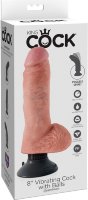 Вибромассажер со съёмной присоской 8 Vibrating Cock with Balls - 20,3 см.