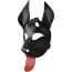 Черная кожаная маска Дог с красным языком  Цена 4 282 руб. - Черная кожаная маска Дог с красным языком