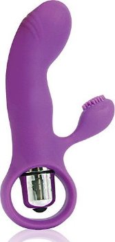 Фиолетовый вибромассажер COSMO с покрытым усиками клиторальным стимулятором