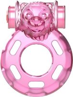 Розовое эрекционное кольцо с вибрацией Pink Bear