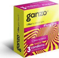 Презервативы с анестетиком для продления удовольствия Ganzo Long Love - 3 шт.