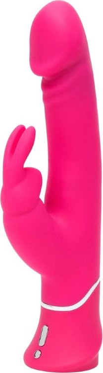 Розовый вибратор-кролик Realistic Dual Density Rechargeable Rabbit Vibrator - 25,5 см.