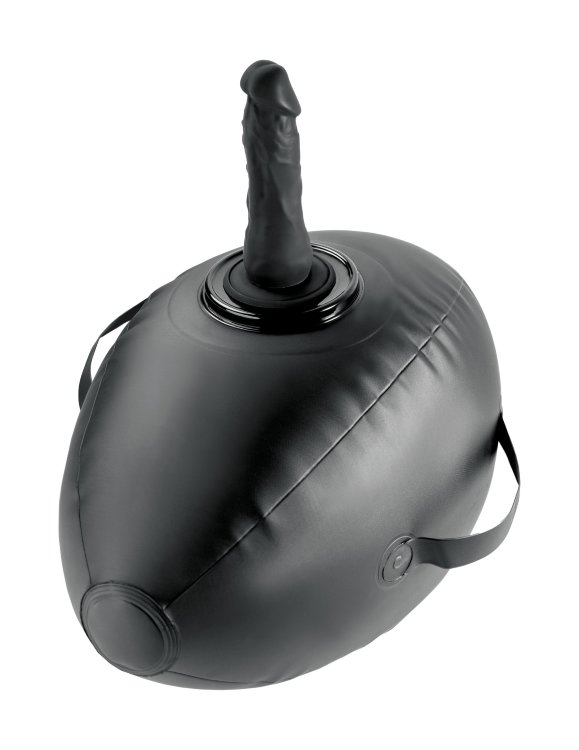 Черный надувной мяч с платформой для фиксации дилдо Body Dock Inflatable Love Ball