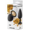 Чёрная анальная пробка Emotions Cutie Large с желтым кристаллом - 10 см.