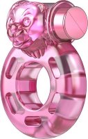 Розовое эрекционное виброкольцо Pink Bear