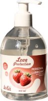 Лубрикант на водной снове Love Protection Strawberry с ароматом клубники - 300 мл.
