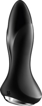 Черная вибропробка с ротацией бусин Rotator Plug 1+ - 12,8 см.