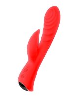 Красный перезаряжаемый вибратор-кролик - 19,1 см.