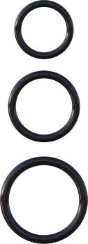 Набор из трех черных эрекционных колец Silicone 3-Ring Stamina Set