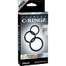Набор из трех черных эрекционных колец Silicone 3-Ring Stamina Set