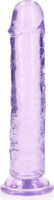 Фиолетовый фаллоимитатор Crystal Clear на присоске - 22 см.  Цена 2 791 руб. Длина: 22 см. Диаметр: 4 см. REALROCK CRYSTAL CLEAR – это фаллоимитатор с реалистичной фактурой, что придает реалистичности ощущениям. Имеет прочную чашечную присоску, поэтому его можно закрепить практически на любой гладкой поверхности. REALROCK CRYSTAL CLEAR не содержит фталатов и латекса, безопасен для тела и не имеет пор, благодаря чему его легко чистить и он долговечнее. Рабочая длина - 20 см. Страна: Китай. Материал: термопластичный эластомер (TPE).
