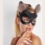 Черная кожаная маска Кошечка с мехом  Цена 2 605 руб. - Черная кожаная маска Кошечка с мехом