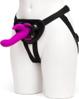 Лиловый страпон Rechargeable Vibrating Strap-On Harness Set - 17,6 см.