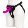 Лиловый страпон Rechargeable Vibrating Strap-On Harness Set - 17,6 см.