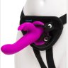 Лиловый страпон Rechargeable Vibrating Strap-On Harness Set - 17,6 см.