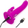 Лиловый страпон Rechargeable Vibrating Strap-On Harness Set - 17,6 см.