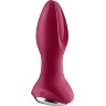 Малиновая вибропробка с вращением бусин Rotator Plug 2+ - 12,8 см.