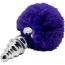 Анальная пробка Metal Anal Fluffly Twist Plug S с фиолетовым хвостиком - Анальная пробка Metal Anal Fluffly Twist Plug S с фиолетовым хвостиком