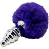 Анальная пробка Metal Anal Fluffly Twist Plug S с фиолетовым хвостиком