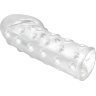 Прозрачная открытая насадка на пенис с бугорками - 19,8 см.