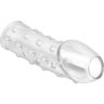 Прозрачная открытая насадка на пенис с бугорками - 19,8 см.
