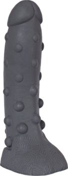 Тёмно-серый фаллоимитатор Троллик с крупными шишечками - 27 см.