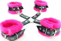 Набор фиксаторов краб с розовым мехом BDSM Light
