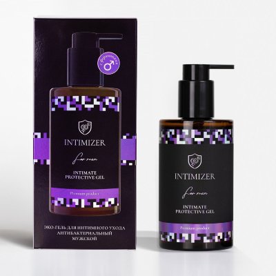 Мужской антибактериальный эко-гель для интимного ухода Intimizer - 250 мл.  Цена 8 529 руб. Эко-гель Intimizer - это сочетание бережного интимного ухода и надежной защиты, средство нового поколения с антибактериальными Smart частицами серебра, которые работают как щит против патогенных бактерий, вирусов и грибов. Гель обеспечивает длительную защиту и быстрое восстановление поврежденных участков кожи интимной зоны. Нанести небольшое количество геля на интимные участки тела, легкими движениями деликатно распределить до ощущения комфорта. Не требует смывания. Страна: Россия. Объем: 250 мл.