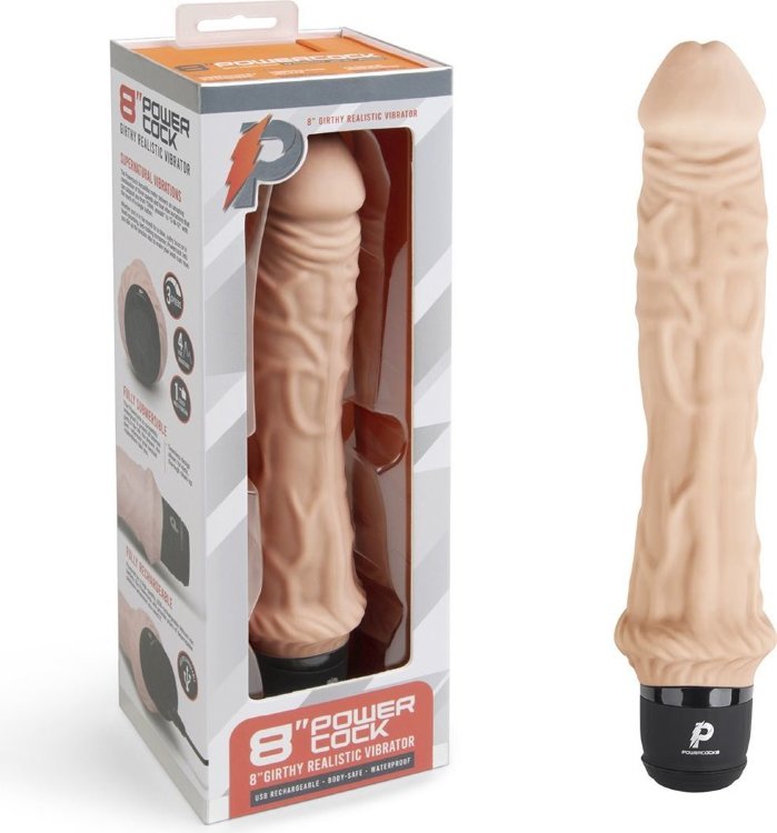 Телесный вибратор-реалистик 8 Girthy Realistic Vibrator - 24,5 см.