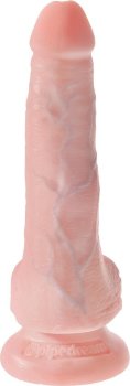 Телесный фаллоимитатор с мошонкой и присоской 6 Cock with Balls - 17,8 см.