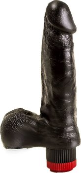 Чёрный виброфаллос со встроенным пультом - 16,5 см.