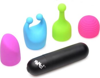 Вибропуля с 4 эластичными насадками Rechargeable Bullet With 4 Attachments