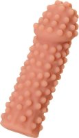 Телесная насадка на фаллос с бугорками Extreme Sleeve 010 S-size - 14,7 см.