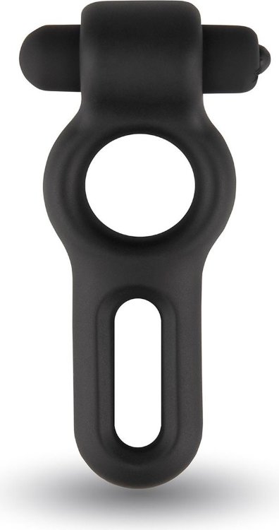 Черное двойное эрекционное виброкольцо Rooster Drake