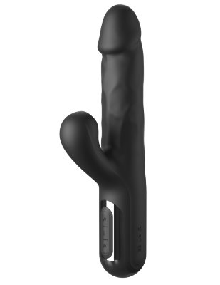 Черный силиконовый вибратор-кролик Sonix Silicone Thruster - 22 см. Длина: 22 см. Диаметр: 3.5 см. Ощутите взрывное удовольствие с вибратором-кроликом Sonix Silicone Thruster от Fetish Fantasy Series – вашим идеальным спутником для ярких оргазмов! Он предлагает три скорости для поступательных движений – до 700 толчков в минуту! Мощный клиторальный стимулятор с тремя мини-язычками предлагает 10 режимов стимуляции, а 10 режимов вибрации гарантируют точное попадание в вашу зону наслаждения. Изготовленный из премиального Elite Silicone с реалистичной текстурой, этот черный вибратор сочетает эстетику и функциональность. Защита от брызг (IPX6), магнитная USB-зарядка и функция туристической блокировки (активируется удержанием двух верхних кнопок 5 секунд) делают его удобным и незаметным. Рабочая длина - 12,5 см. Страна: Китай. Материал: силикон. Батарейки: встроенный аккумулятор.