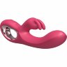 Малиновый силиконовый вибратор-кролик - 22 см.