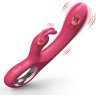 Малиновый силиконовый вибратор-кролик - 22 см.