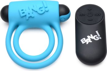 Голубое эрекционное виброкольцо 28X Remote Control Vibrating Cock Ring Bullet